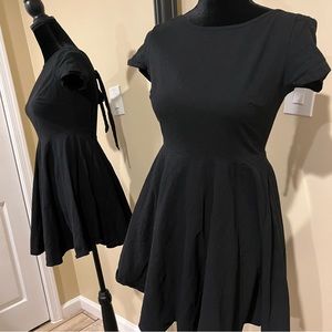 Backless Short Dress Open Back Flare Dress A-line Mini Dress Midi Short Sleeve